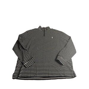 Polo Ralph Lauren 1/4 Zip Striped Black/White Pullover Mens XXL Cotton preppy